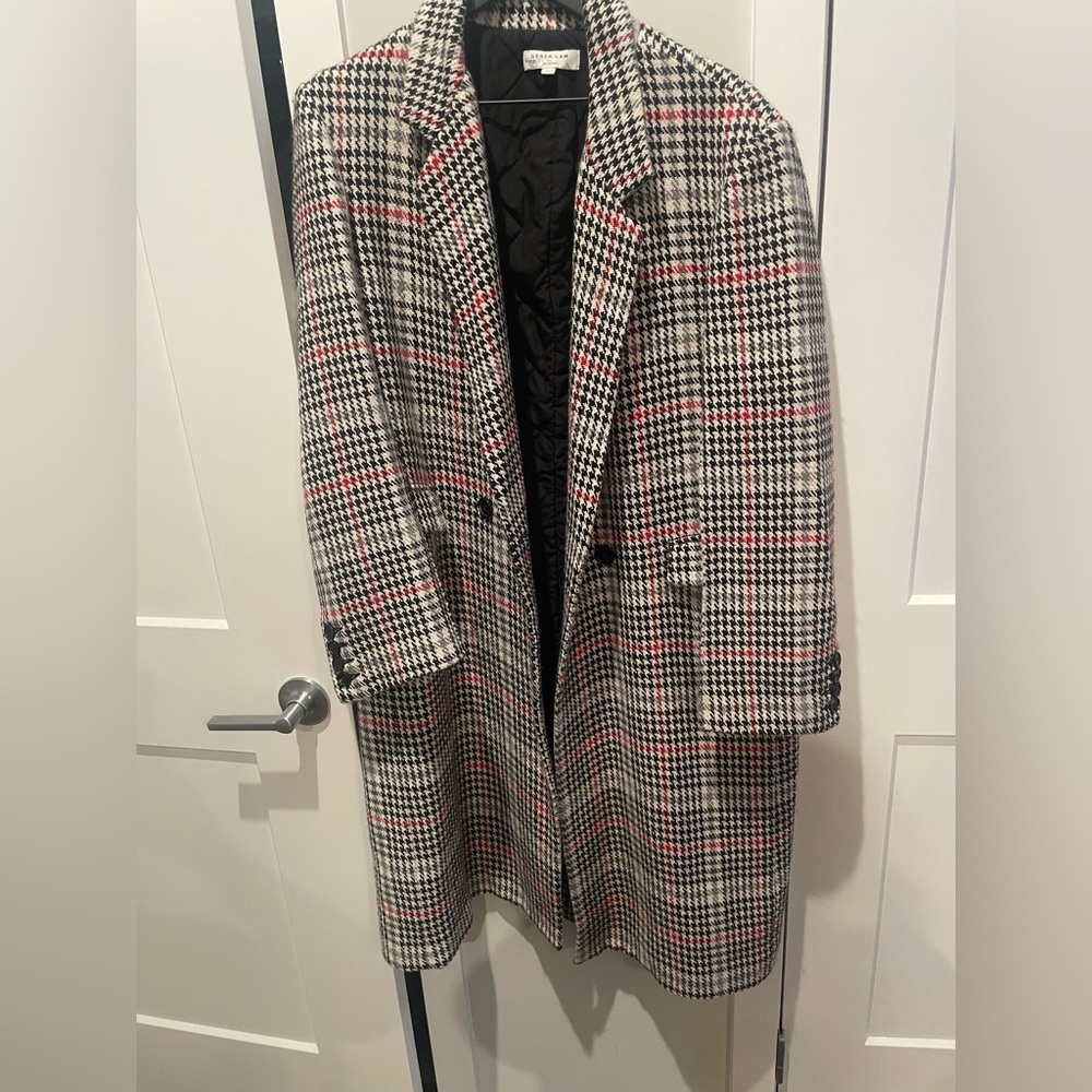 Derek Lam Longline Plaid Wool Blend Coat